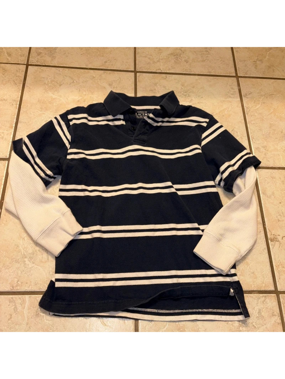 90’s Grunge Alternative Two Toned Navy and White striped long sleeve
